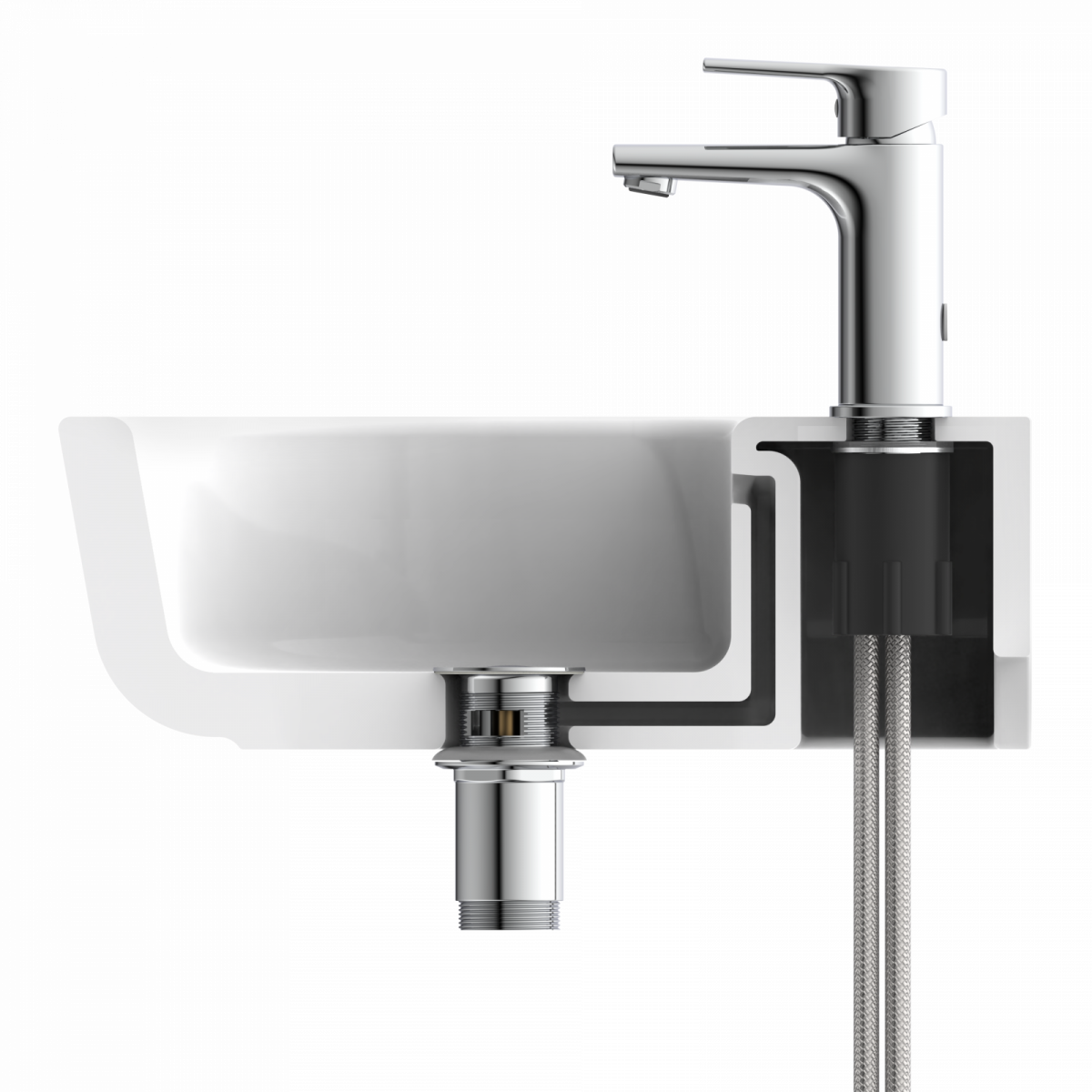 WT 13 chroom, Wastafelkraan met rechte uitloop