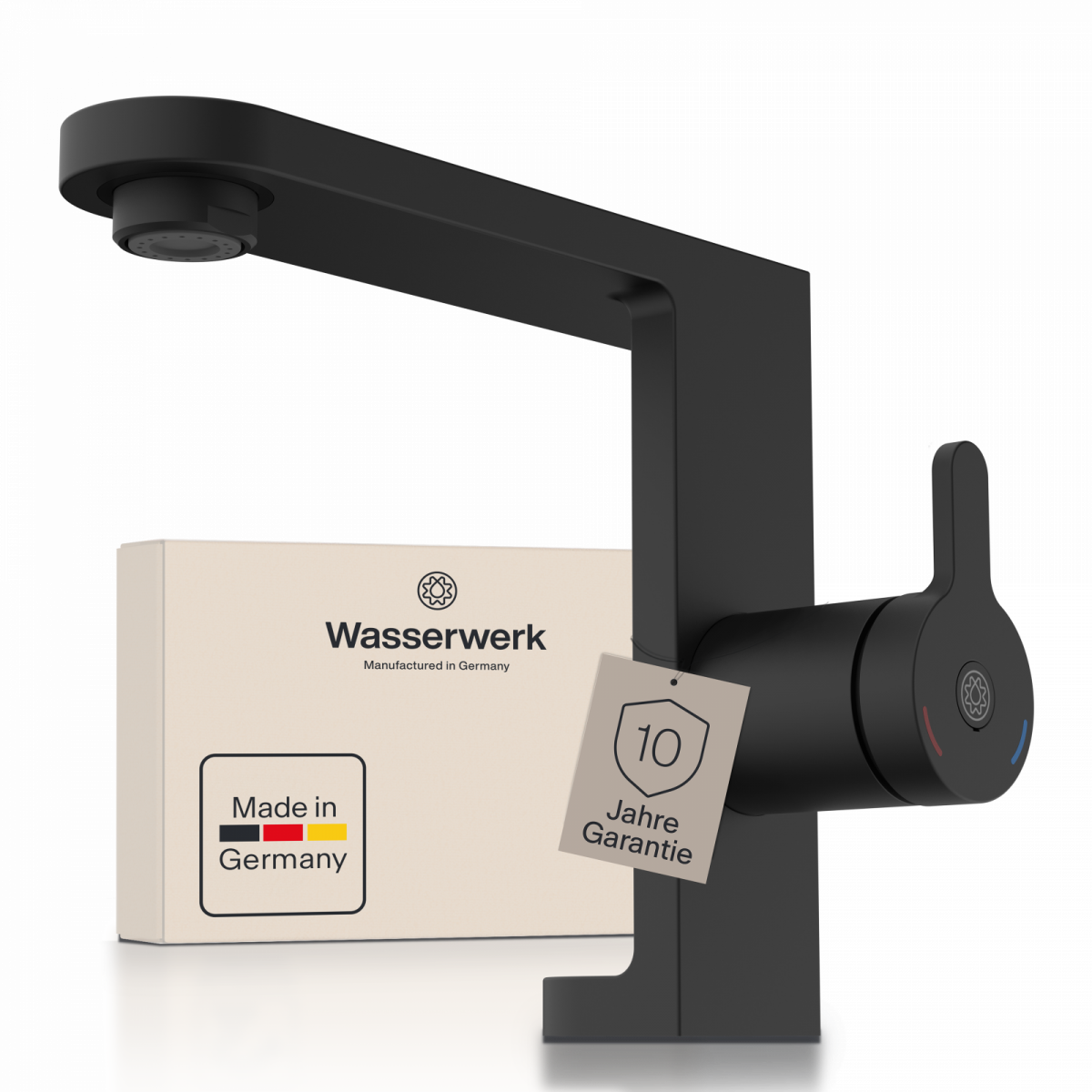 WT 15 zwart, Wastafelkraan met innovatief design