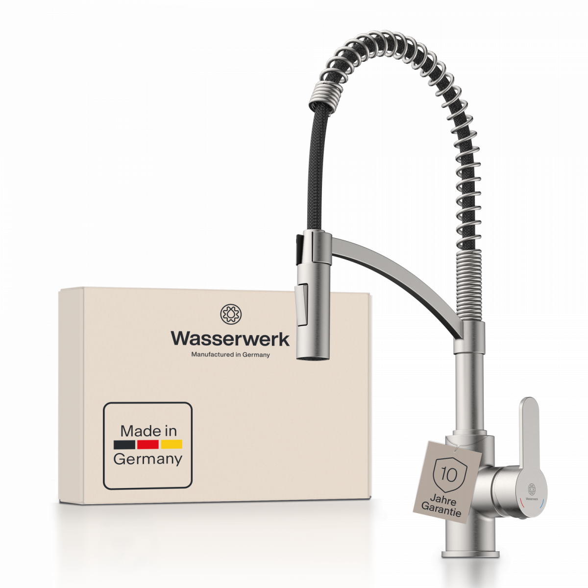 WK 3 in stainless steel look, Kitchen Faucet with innovative spiral spring design