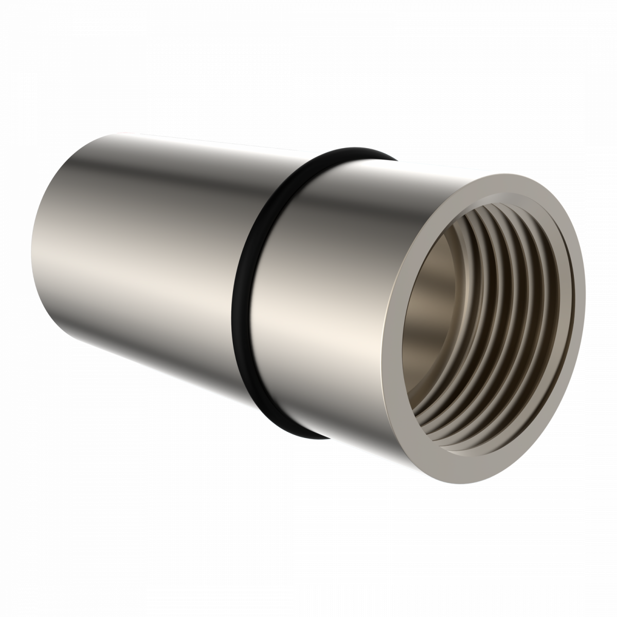 10829010-22 Écrou long pour tuyau à ressort spiralé avec joint, femelle 1/2\", aspect acier inoxydable"