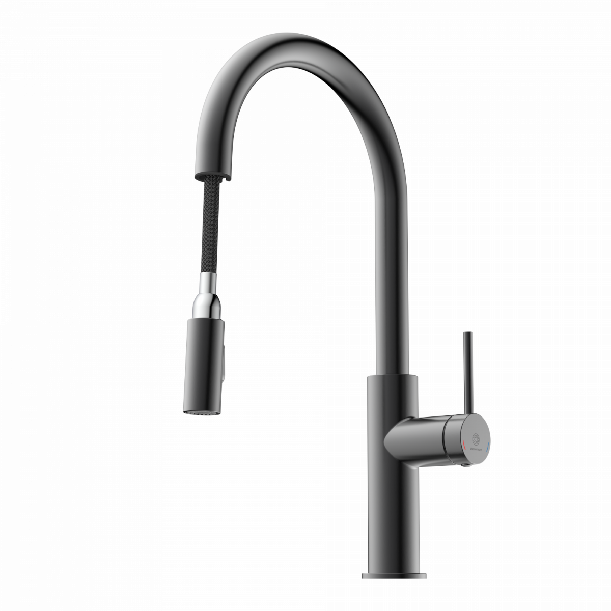 WK 13 Sphere in matte graphite, Kitchen Faucet with arched spout and pull-down spray