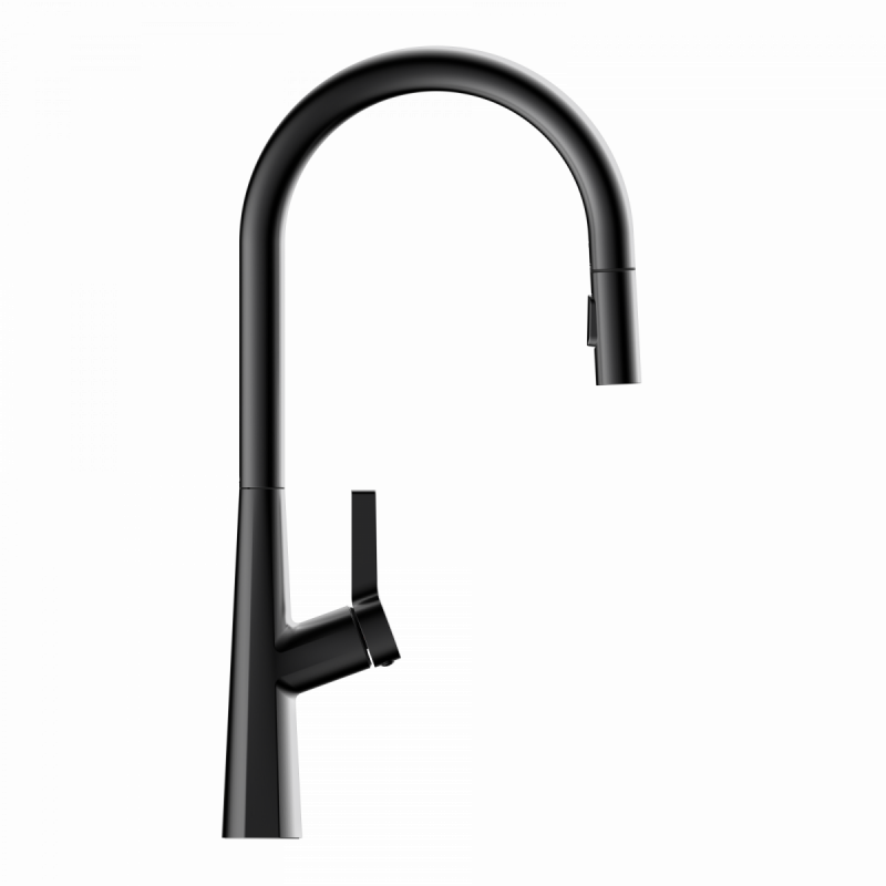 WK 9 Sphere in matte graphite, Kitchen Faucet with arched spout and pull-out spray