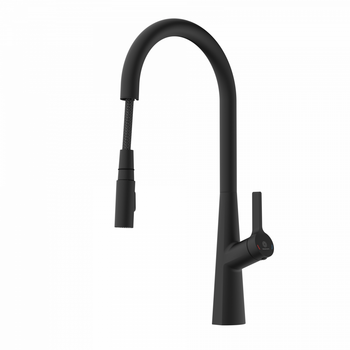 WK 9 Sphere in black, Kitchen Faucet with arched spout and pull-out spray