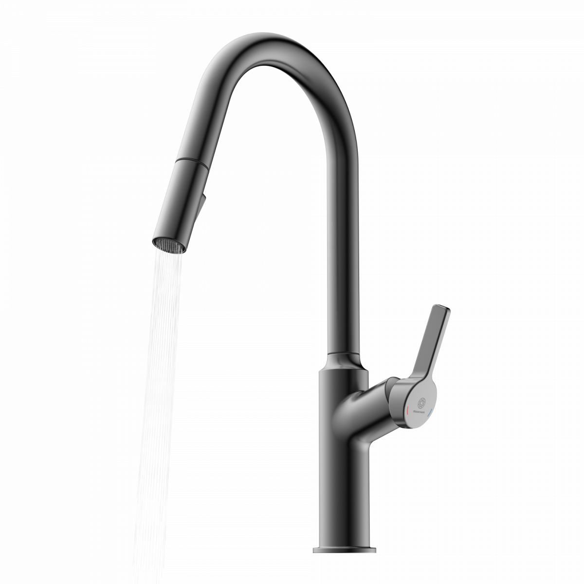 WK 12 in matte graphite, Kitchen Faucet with curved spout and pull-down spray