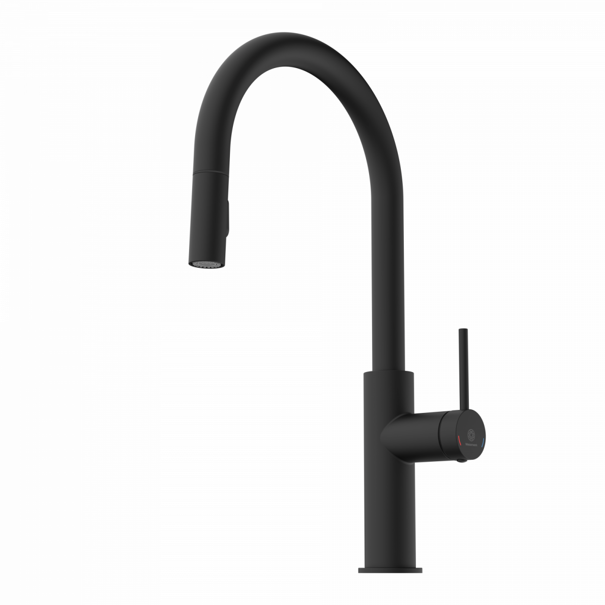 WK 13 Sphere in black, Kitchen Faucet with arched spout and pull-down spray