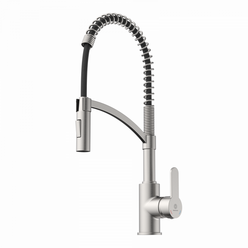 WK 3 in stainless steel look, Kitchen Faucet with innovative spiral spring design