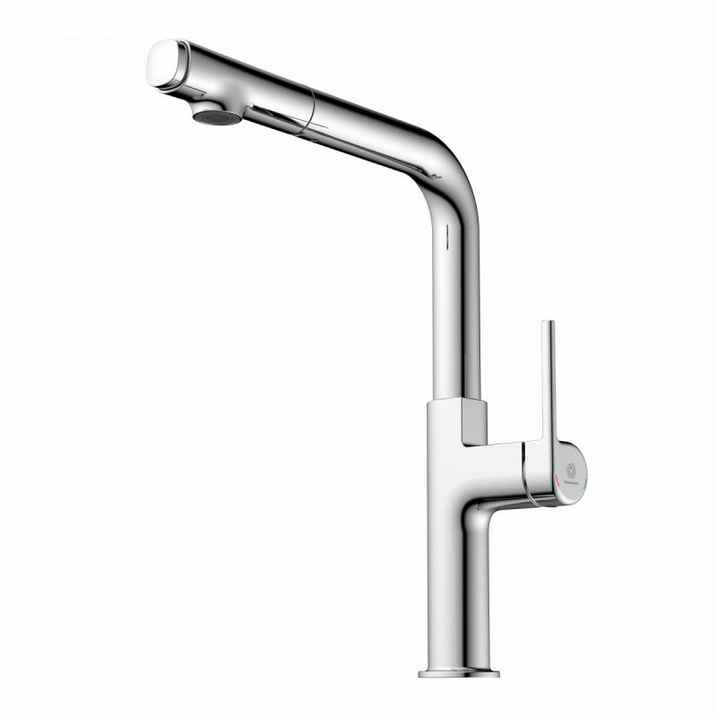 WK 11 in chrome, Kitchen Faucet with straight spout and pull-out spray