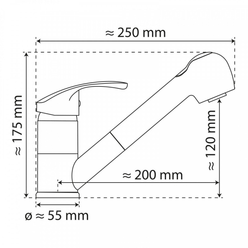 WK 7 in Chrom, K&uuml;chenarmatur mit herausziehbarer Brause