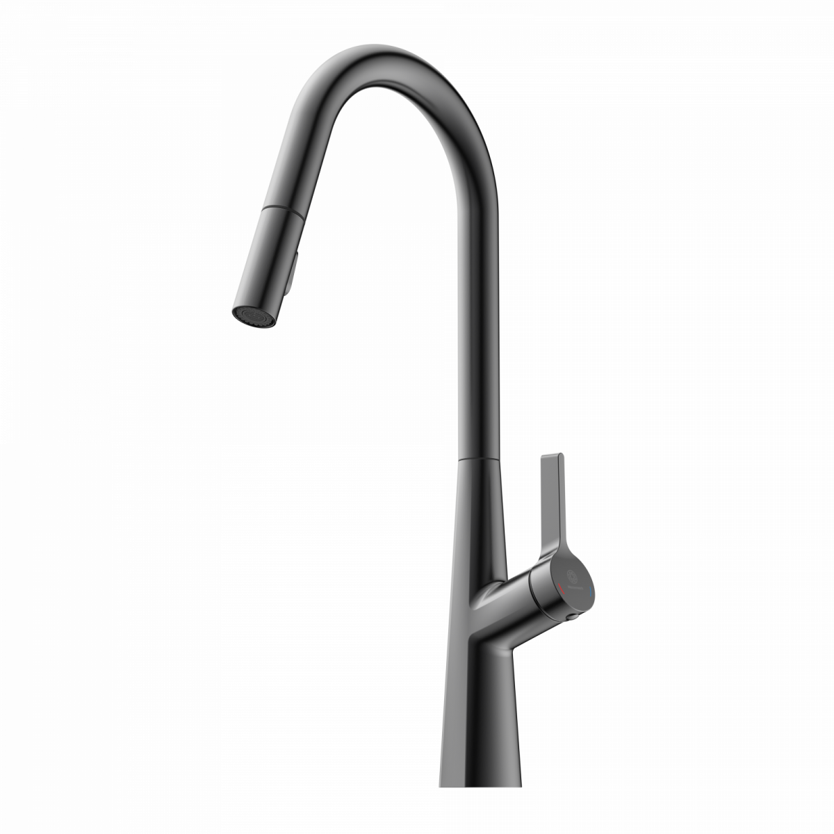 WK 9 Curve in matte graphite, Kitchen Faucet with curved spout and pull-down spray