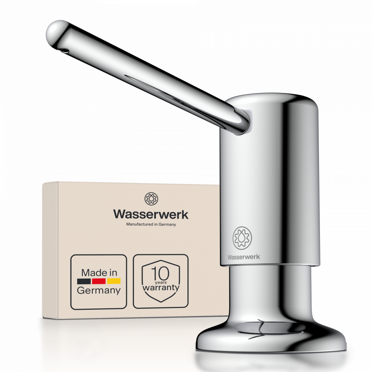 Zeepdispenser, dispenser voor vloeibare zeep in chroom