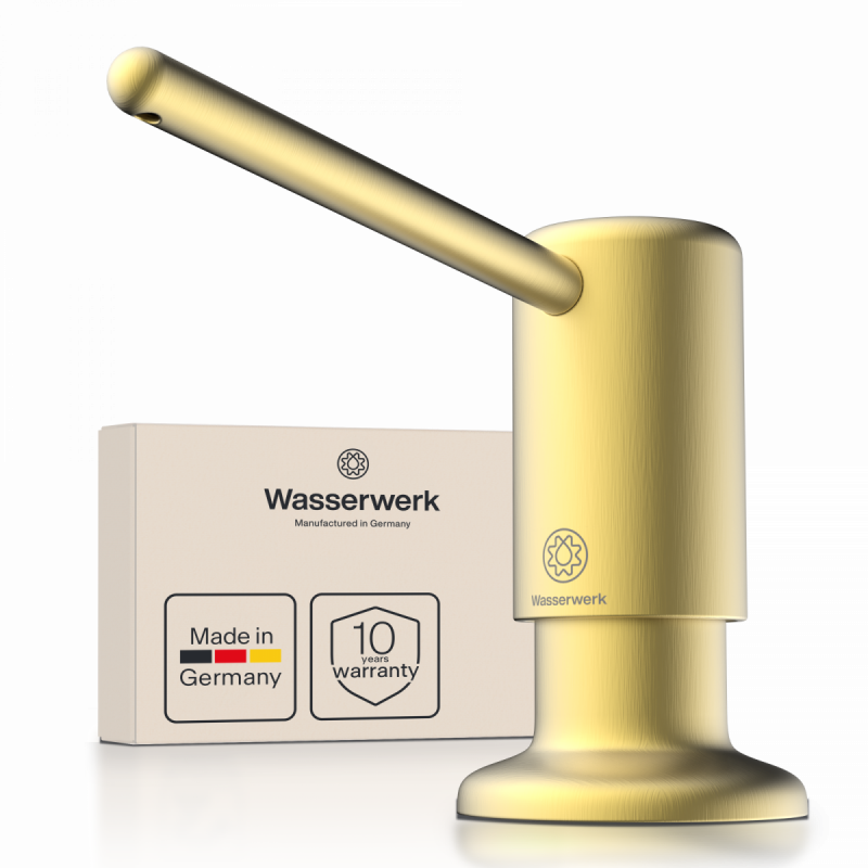 Zeepdispenser, dispenser voor vloeibare zeep in goudkleurige look