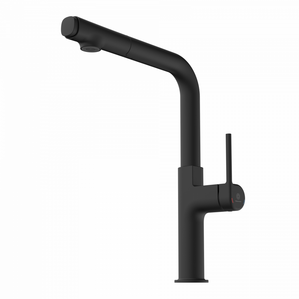 WK 11 in black, Kitchen Faucet with straight spout and pull-out spray