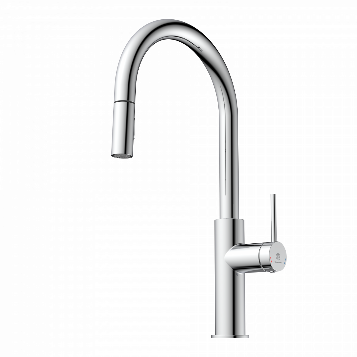 WK 13 Sphere in chrome, Kitchen Faucet with arched spout and pull-down spray