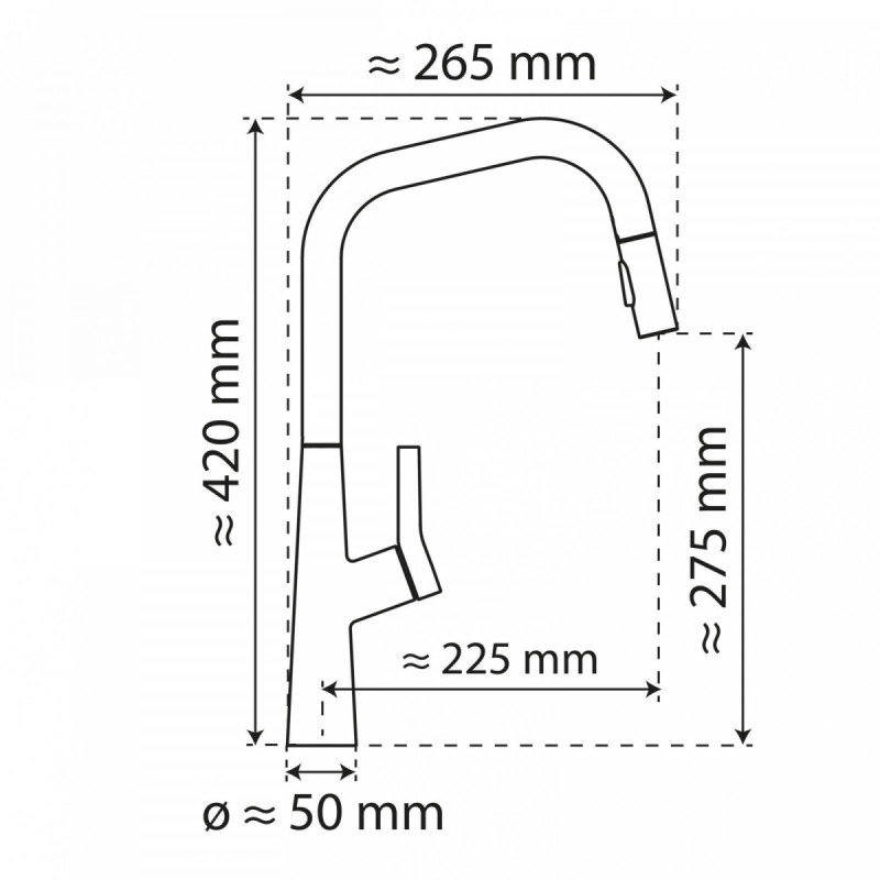 WK 9 Edge in stainless steel look, Kitchen Faucet with edged spout and pull-down spray