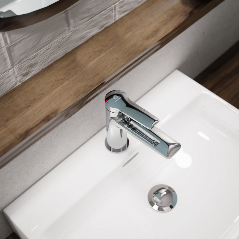 WT 12 in chroom, Wastafelkraan met slank design