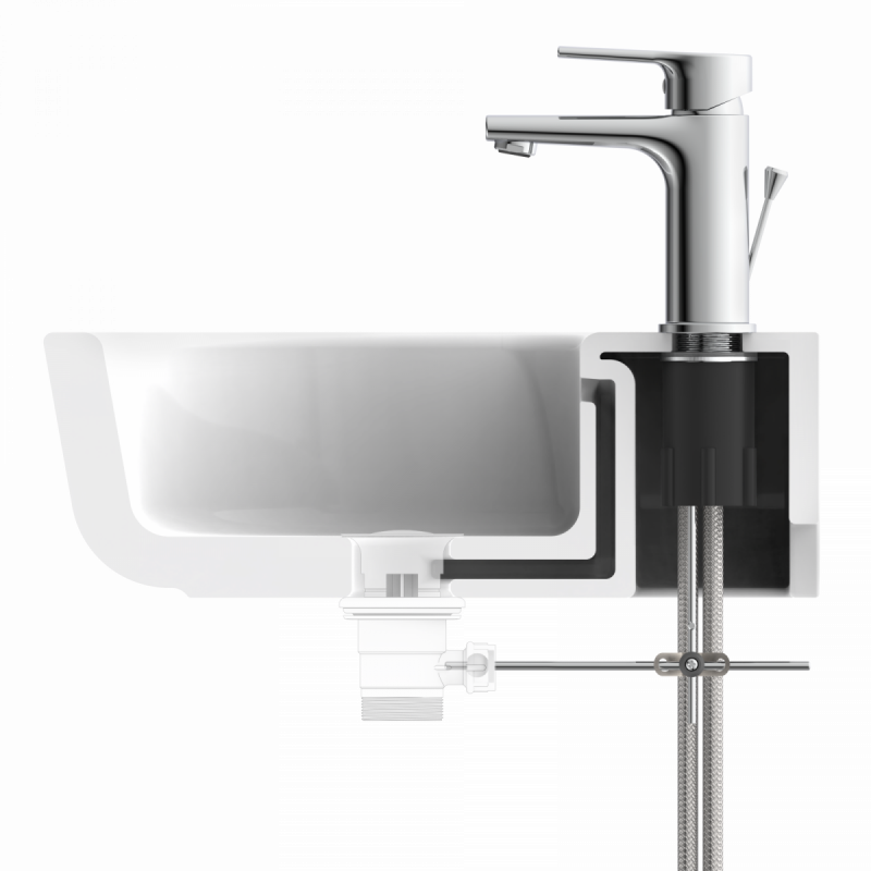 WT 13 chroom, Wastafelkraan met rechte uitloop