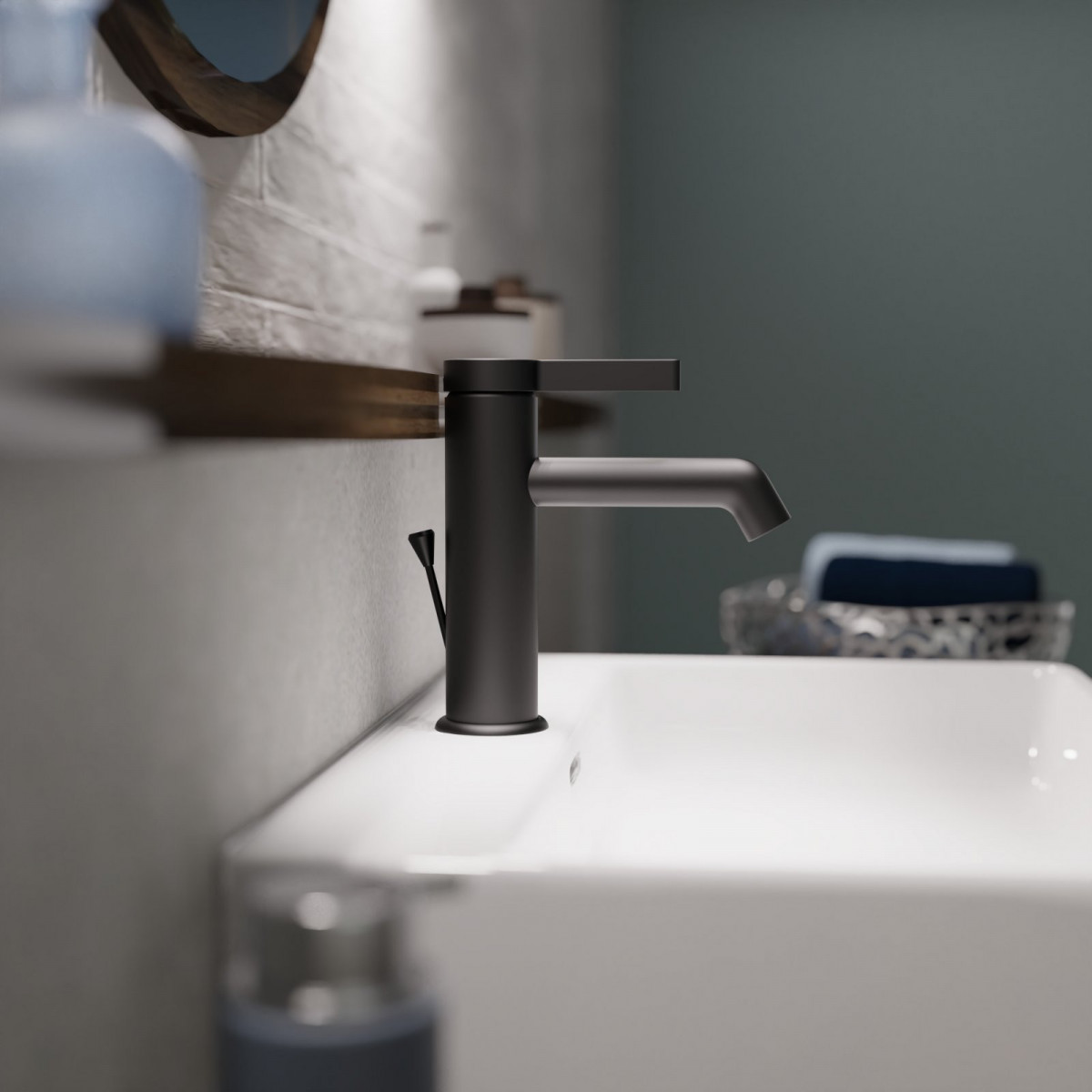 WT 11 in black, Washbasin faucet with minimalist design