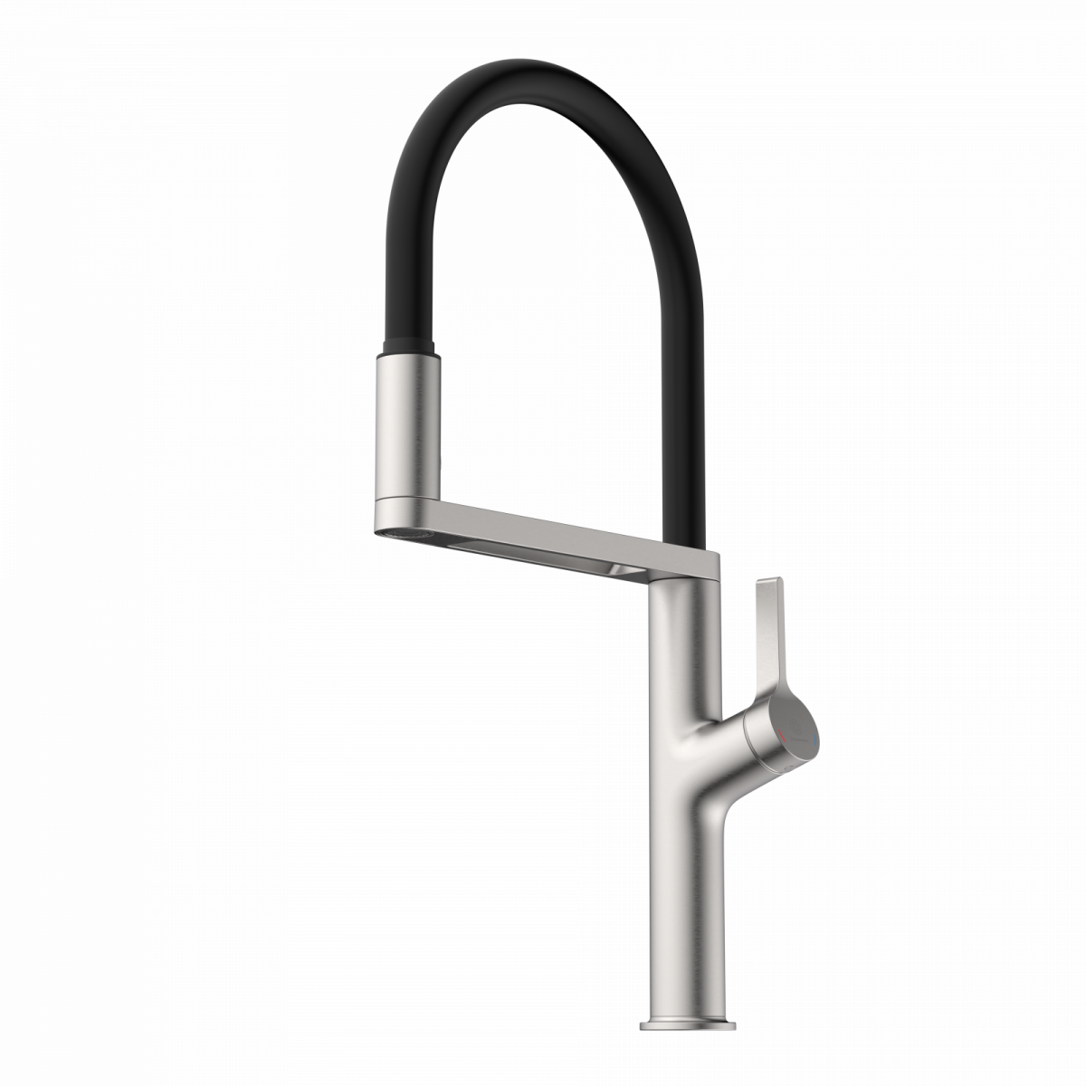 WK 2 en apparence inox, Mitigeur de cuisine avec tuyau flexible Soft-Touch et douchette