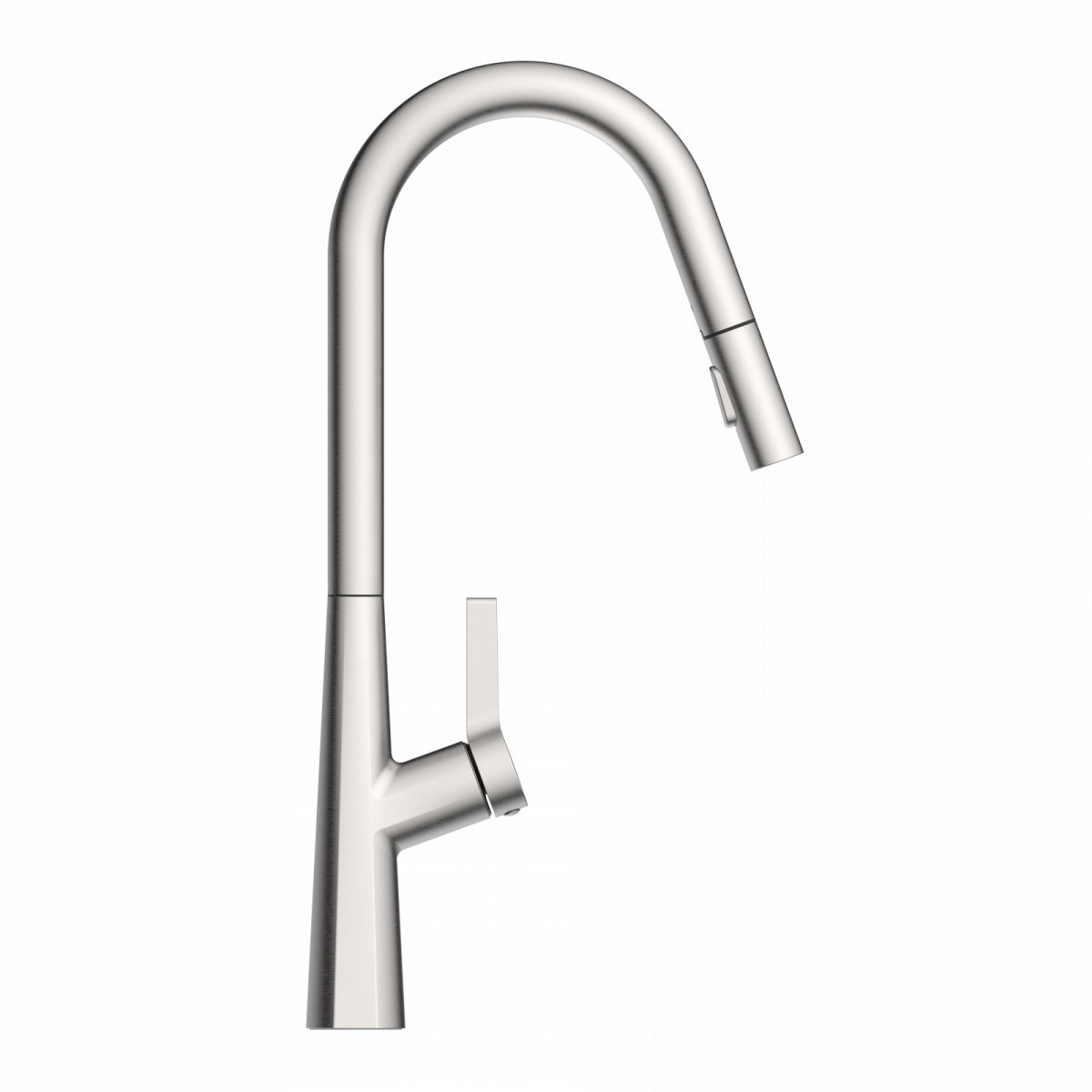 WK 9 Curve in stainless steel look, Kitchen Faucet with curved spout and pull-down spray
