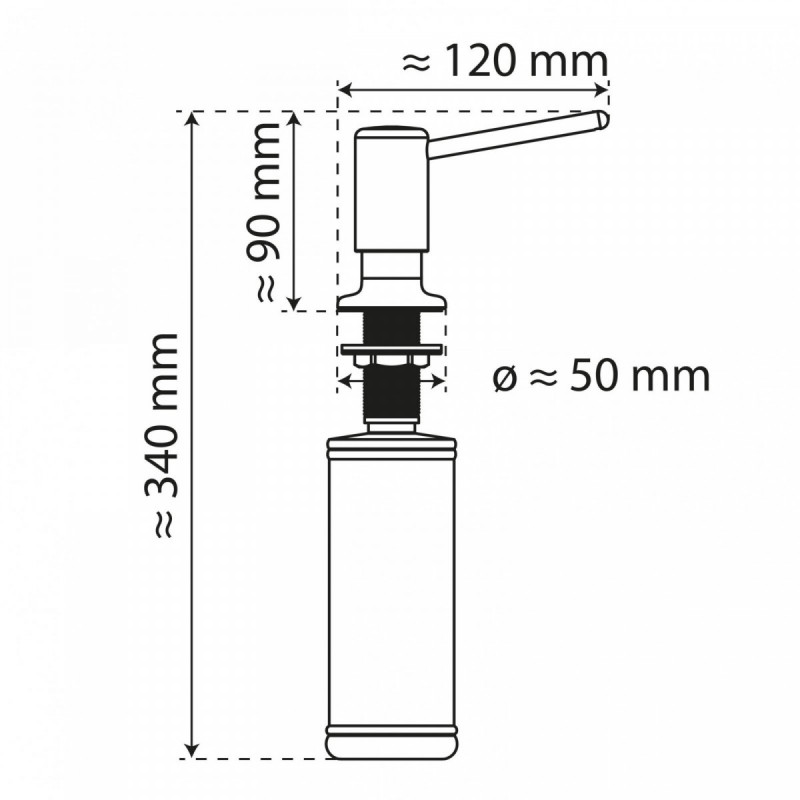 Zeepdispenser, dispenser voor vloeibare zeep in roestvrijstaal look