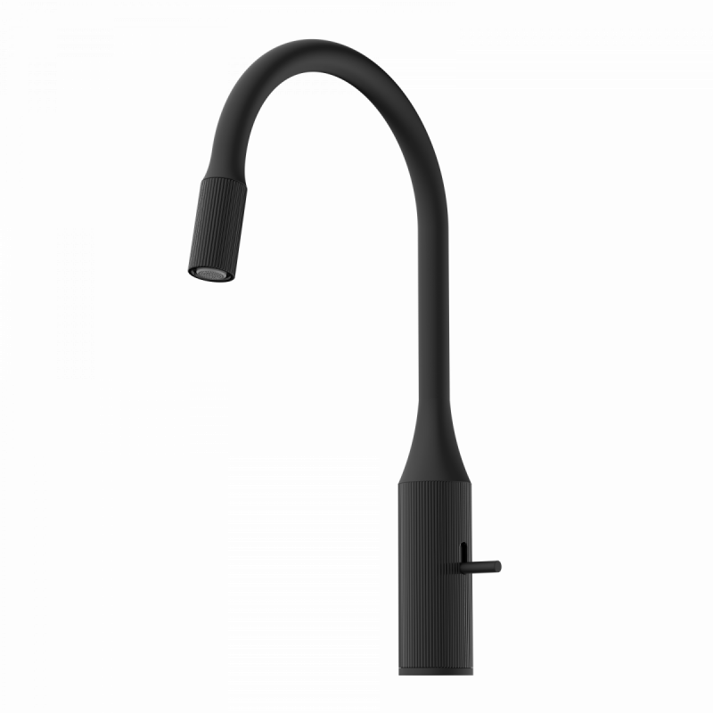 WK 14 in black, Kitchen Faucet with arched spout and design-handle