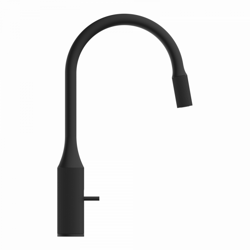 WK 14 in black, Kitchen Faucet with arched spout and design-handle