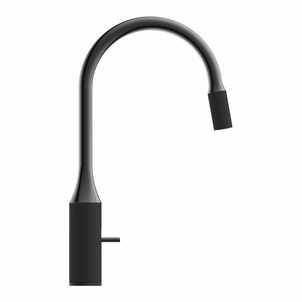WK 14 in black/graphite, Kitchen Faucet with arched spout and design-handle