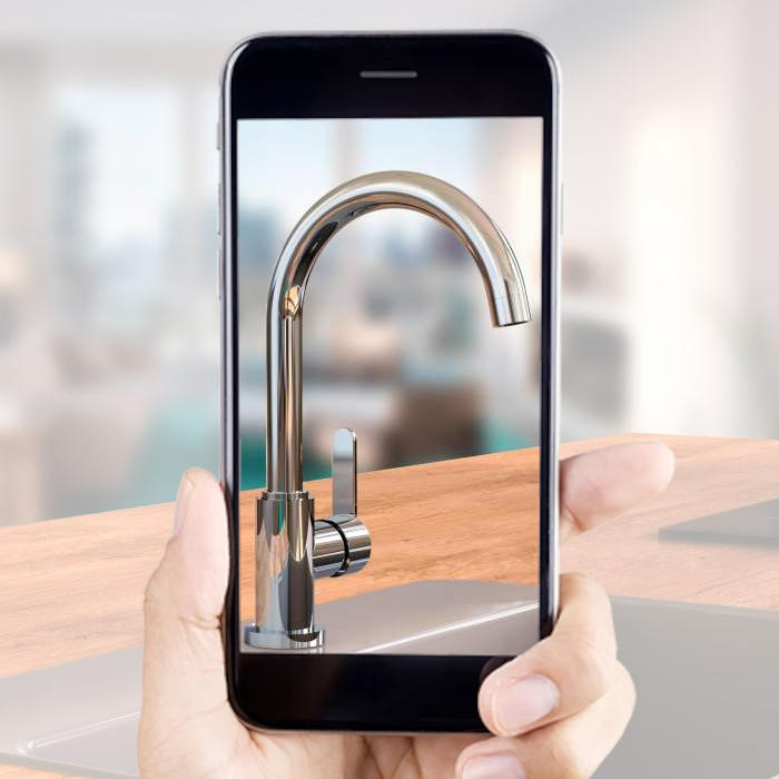 Smartphone in front of faucet